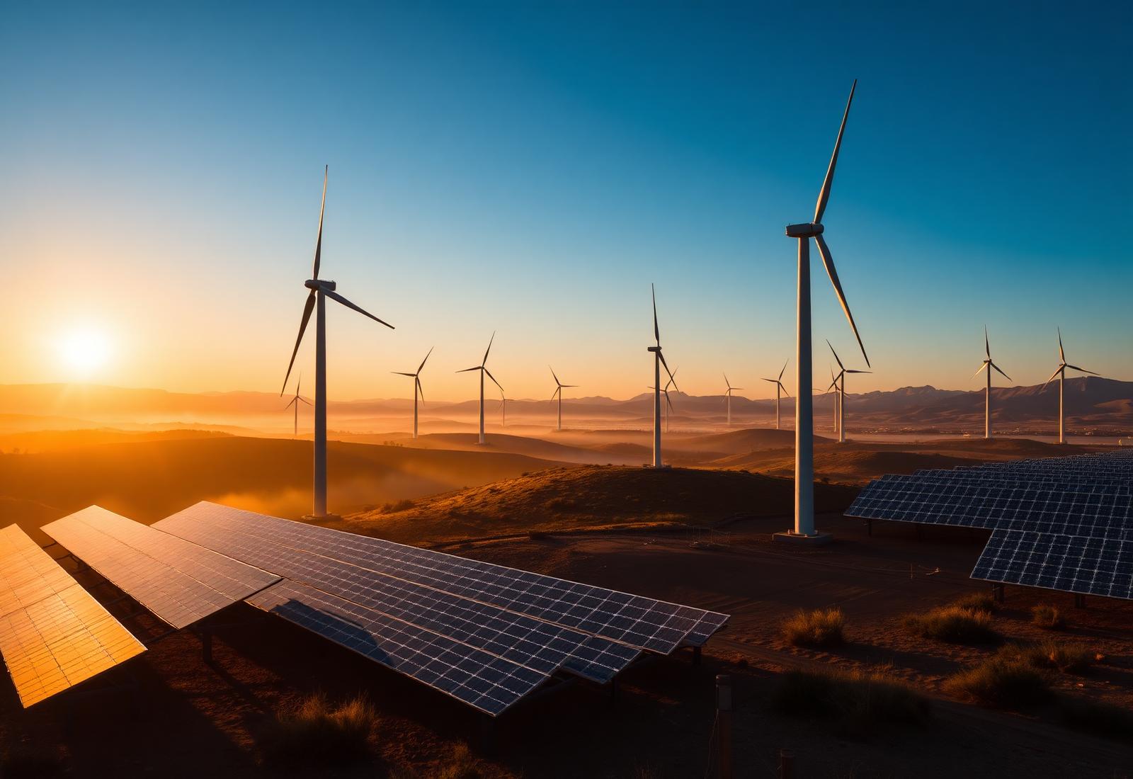 Infraestructura energética en España al amanecer
